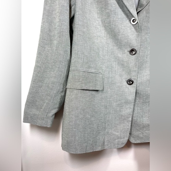 NWT KASPER Women’s Gray Double Breasted Three Button Linen Blazer Size‎ 16 - Picture 2 of 14